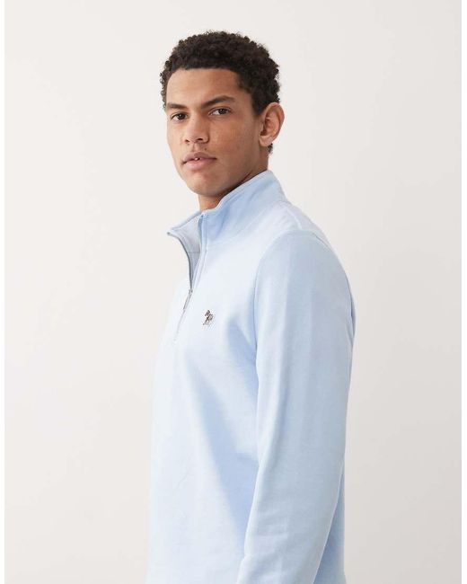 Paul Smith Blue Zebra Logo Half Zip Sweashirt for men