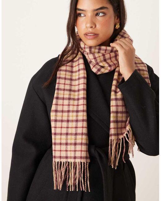 Mango Black 100% Wool Checked Scarf