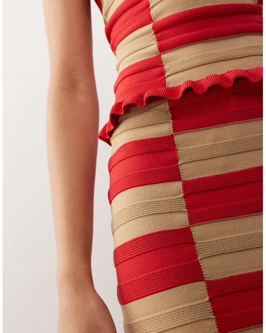 Collusion Pink Knitted Checkerboard Mini Skirt Top