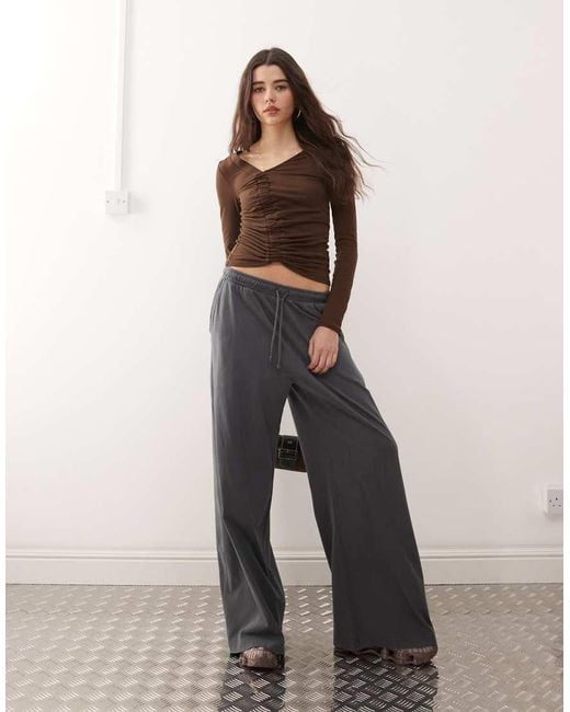 Weekday Black Lightweight Jersey Wide Leg joggers