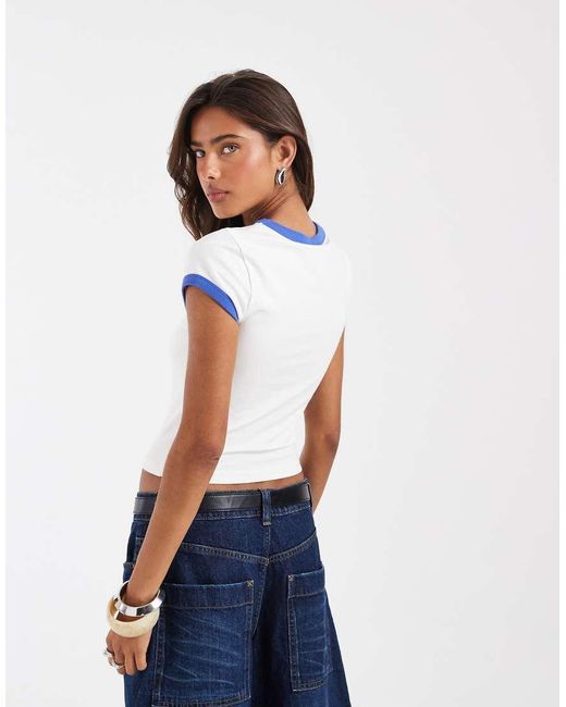 ASOS White Baby Tee With Apple Sticker Graphic