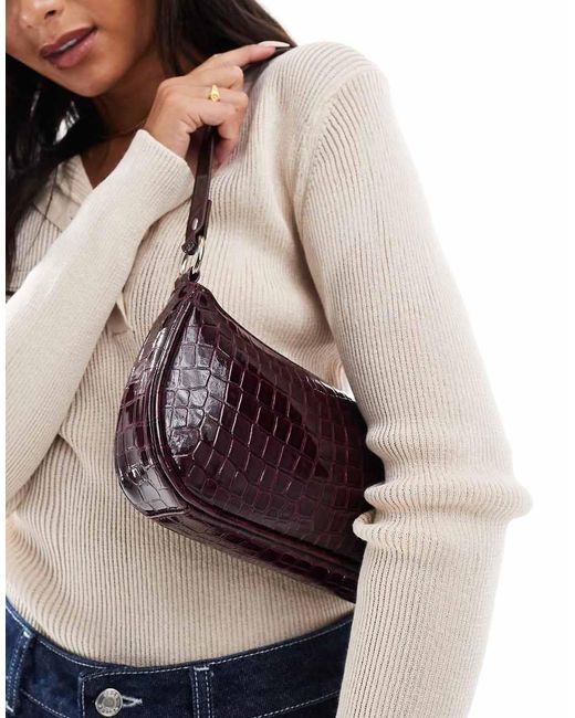 New Look Natural Croc Shoulder Bag