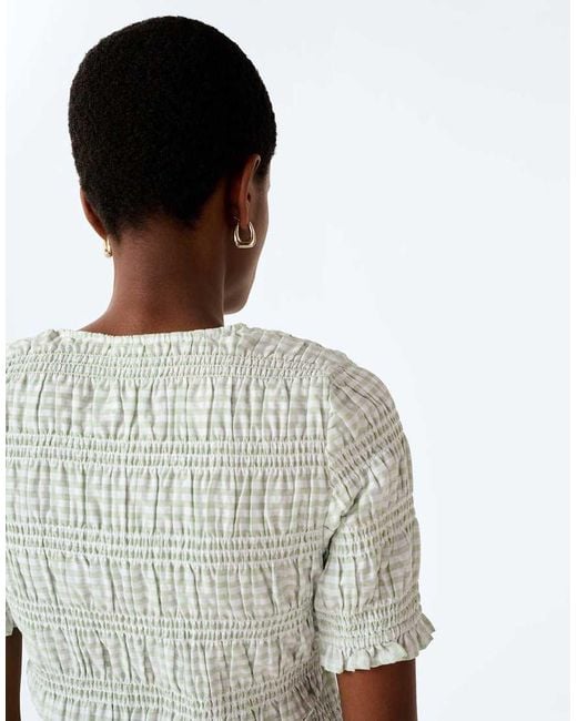 OMNES Blue Burke Cropped Mint And Gingham Top