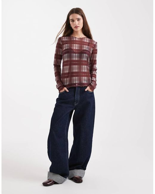 Object Blue Mesh Long Sleeve Top