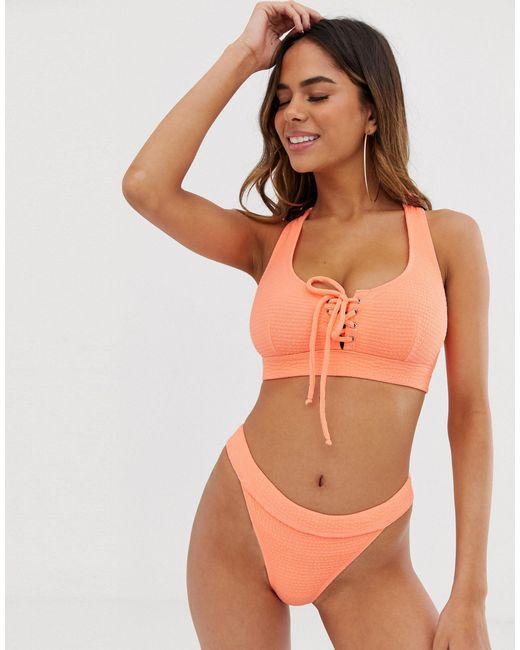 neon coral bikini bottoms