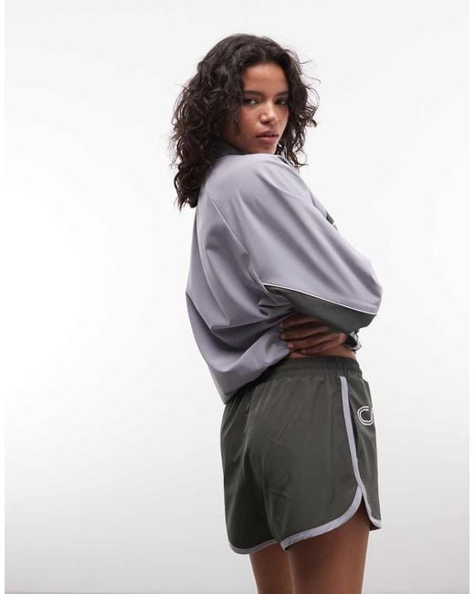 Collusion Gray Sports Dolphin Hem Nylon Runner Short Co-ord