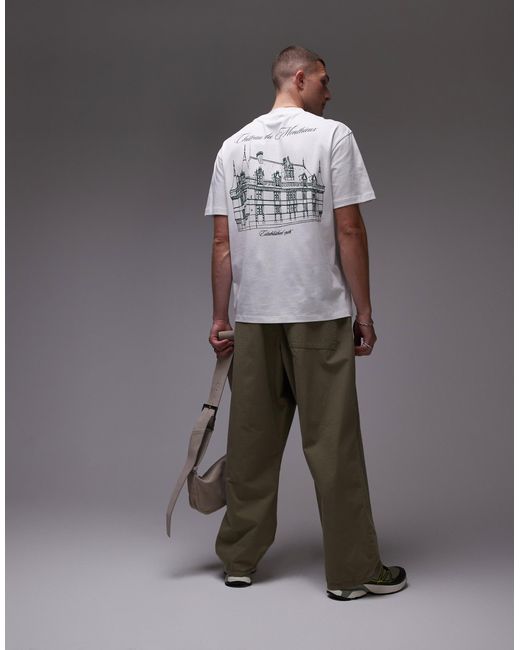 Topman Gray Oversized Fit T-shirt With Front And Back Chateau Print for men