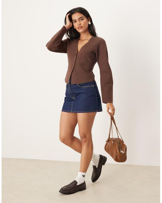 Abercrombie & Fitch Brown Barrel Sleeve Cardigan