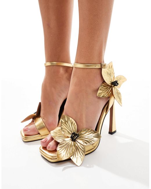 ASOS White Nettle Flower Detail High Heeled Sandals