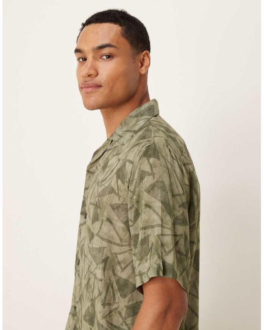 Mango Overhemd Met Korte Mouwen En Print in het Green voor heren