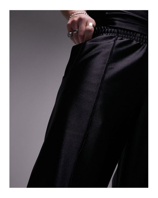 Topman – hochglänzende jogginghose mit geradem schnitt in Black für Herren
