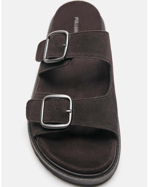 Pull&Bear – ledersandalen in Black für Herren