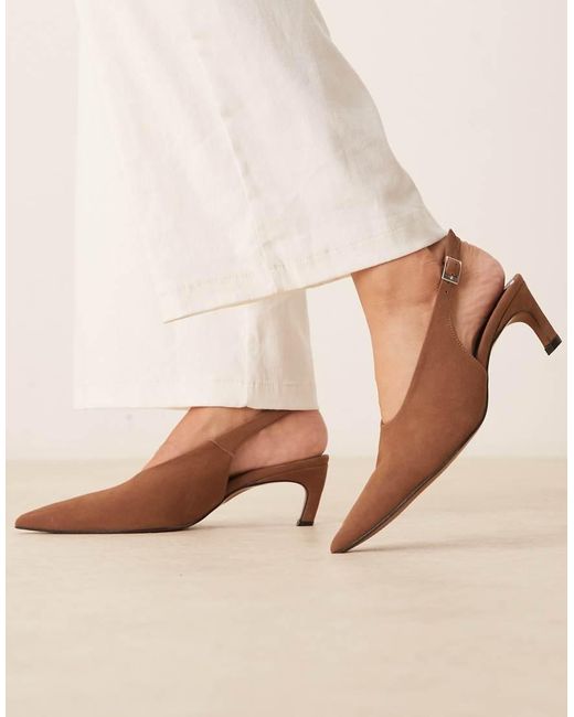 Zapatos Color Camel Destalonados Con Tacón Medio De Ante Sculpt De -Marrón ASOS de color Natural