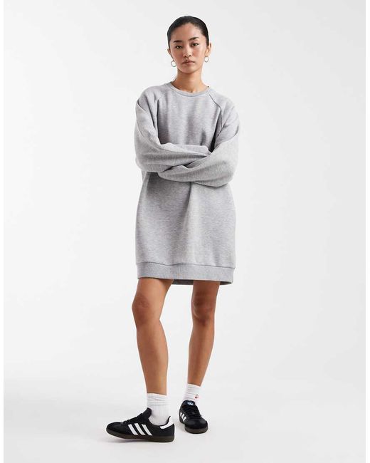 ASOS Gray Long Sleeve With Keyhole Mini Sweat Dress