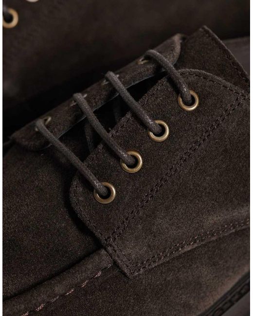 ASOS Black Lace Up Apron Shoes With Cleated Sole for men