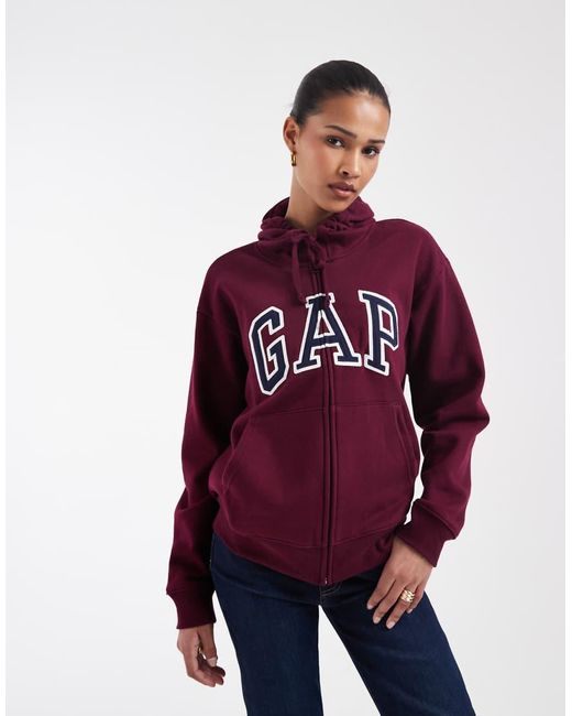 Gap Red Logo Zip Through Hoodie