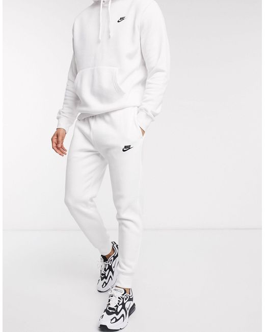 Nike Club Cuffed joggers in White for 