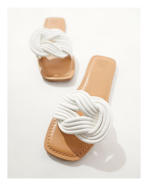 ASOS White Fifi Woven Mule Flat Sandals