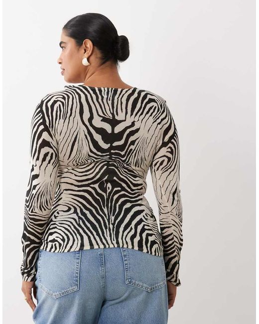 ASOS Black Asos Design Curve Sheer Knitted Soft Touch Ruched Side Top