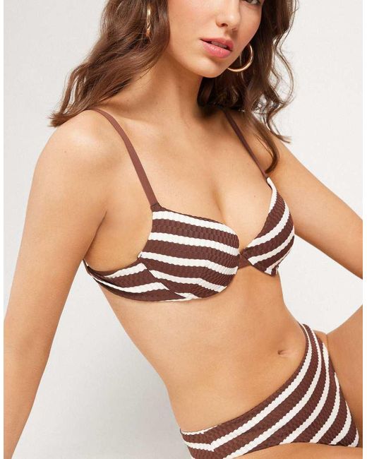 Tezenis Brown Desert Stripes Push-Up Bikini Top
