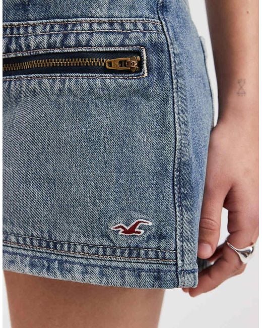 Hollister Blue Micro Mini Denim Skort