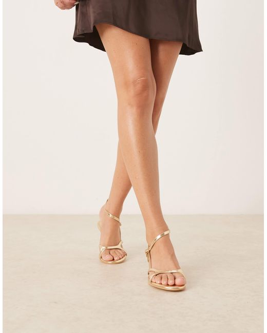 Glamorous Natural Kitten Heel Strappy Sandals