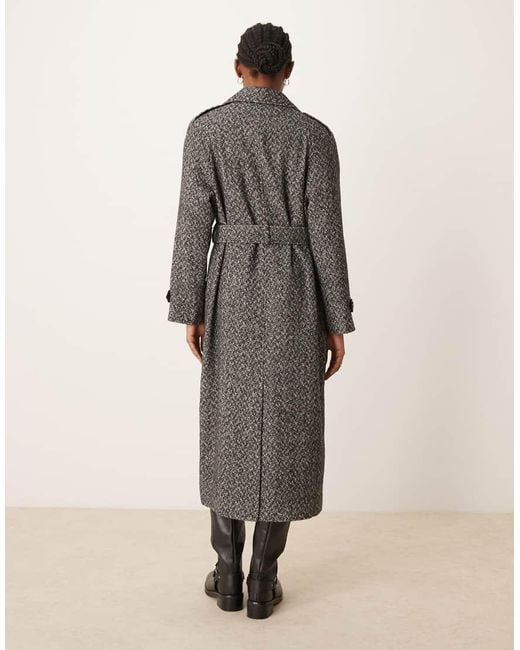 Miss Selfridge Natural Herringbone Belted Trench Coat