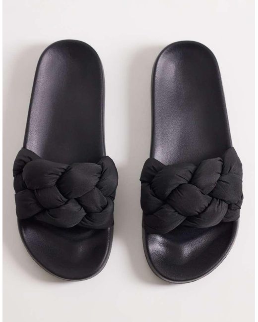 Tommy Hilfiger Blue Slides With Braid Detail