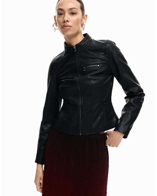 Desigual Black Mao Collar Jacket