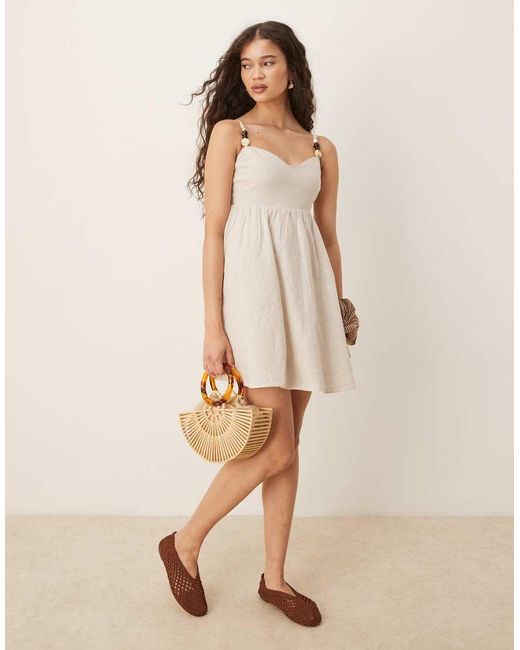 Abercrombie & Fitch Natural Spaghetti Strap Sweetheart Neckline Babydoll Mini Dress