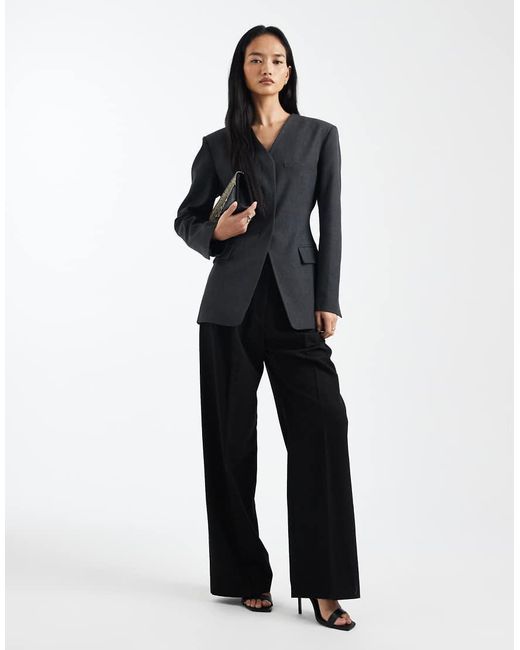 ASOS Blue High Break Point Collarless Blazer