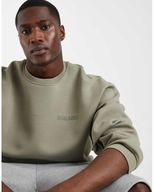 ASOS Green Oversized Crew Sweatshirt With Print for men