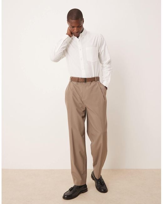 ASOS Natural Oxford Regular Shirt for men