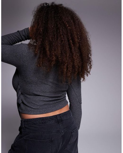 ASOS Gray Asos design curve – angerautes, langärmeliges oberteil