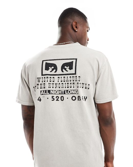 T-shirt beige con grafica vintage di Obey in White