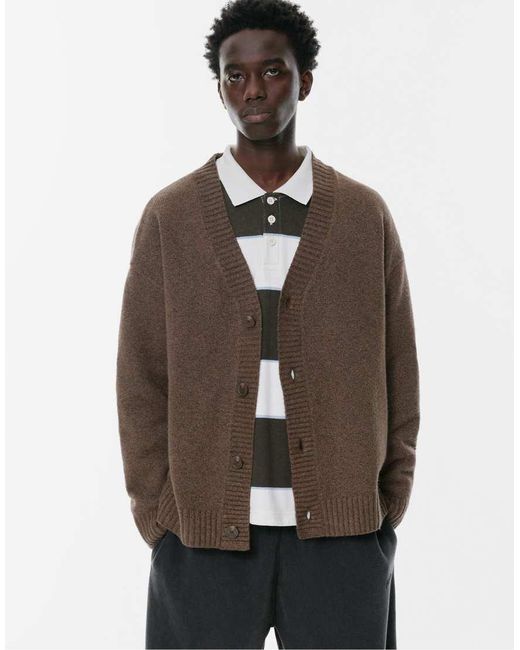 Pull&Bear Brown Basic Cardigan for men