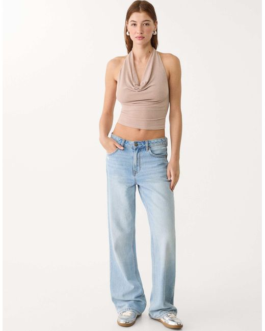 Top dos nu à paillettes - poudré Stradivarius en coloris Gray