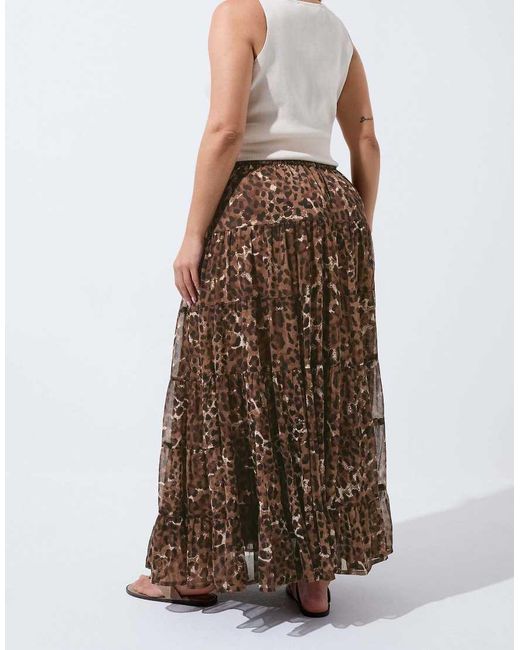Yours Clothing Brown Leopard Print Maxi Skirt