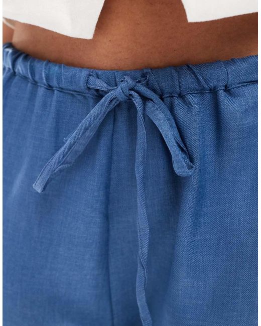 ONLY Blue Tie Detail Pull On Trousers