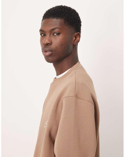 ASOS Blue Relaxed Boxy Sweatshirt With Chest Print for men