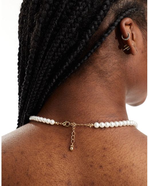 ASOS Brown Necklace With Simple Faux Glass Pearl Design