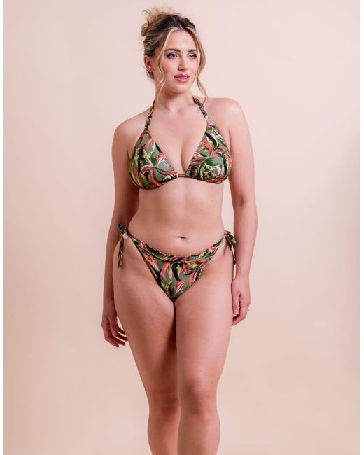 Curvy Kate Pink Sunset Palm String Bikini Top
