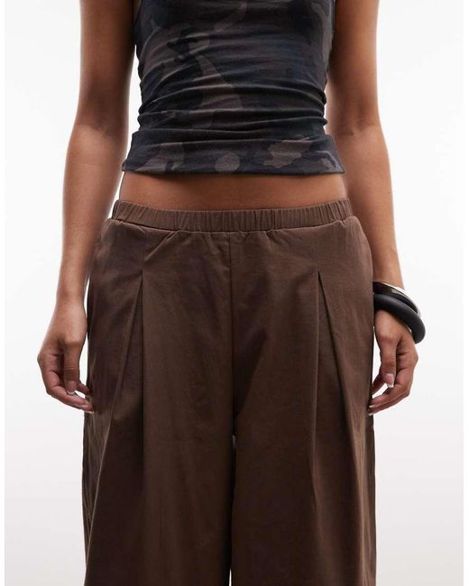 Reclaimed Vintage Brown Poplin Bloomer 3/4 Trousers
