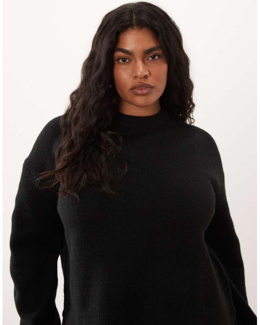 ASOS Black Asos Design Curve Boxy Jumper With Side Split Detail