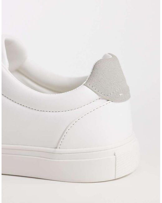 ASOS White Lace Up Sneakers With Gray Heel Notch Detailing for men
