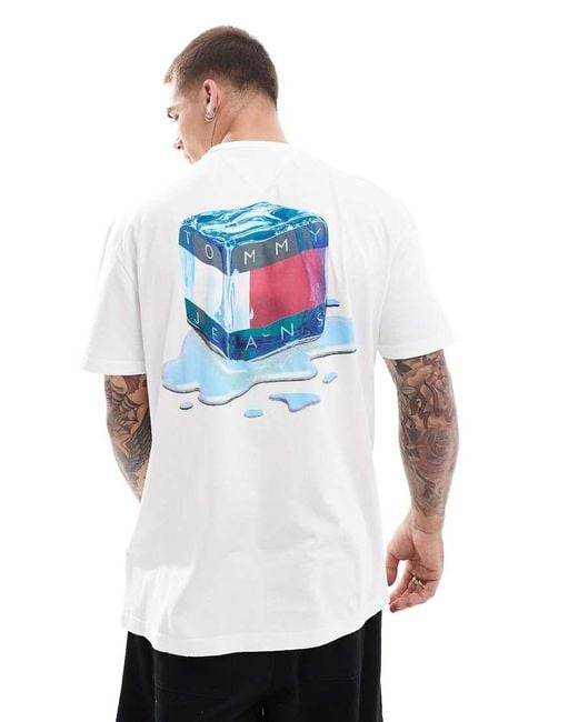 Tommy Hilfiger White Ice Cube Back Print Graphic T-Shirt for men