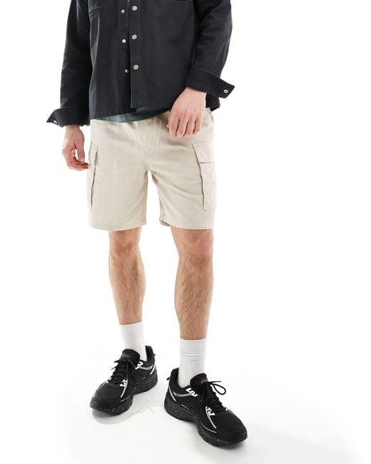 Pull&Bear White Cargo Shorts for men