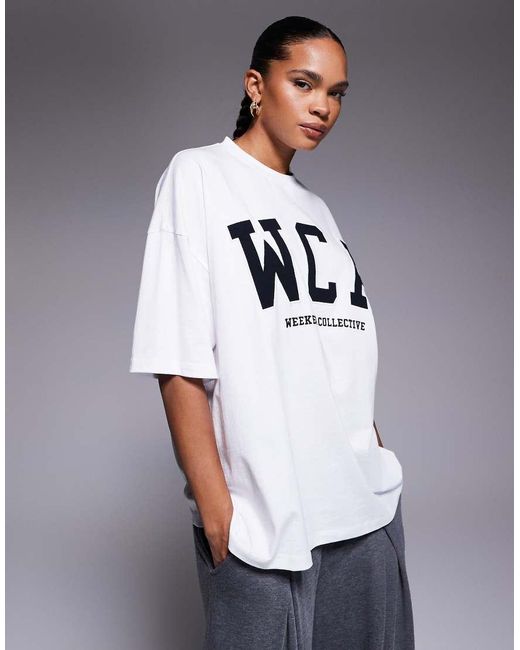 ASOS Gray Weekend Collective Icon Oversized T-Shirt With Embroidered Wca Graphic