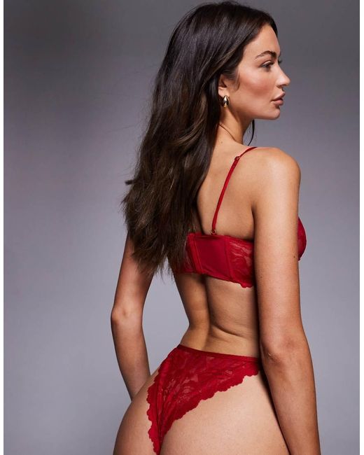ASOS Red Robbie Lace Cut Out Tanga Brazilian
