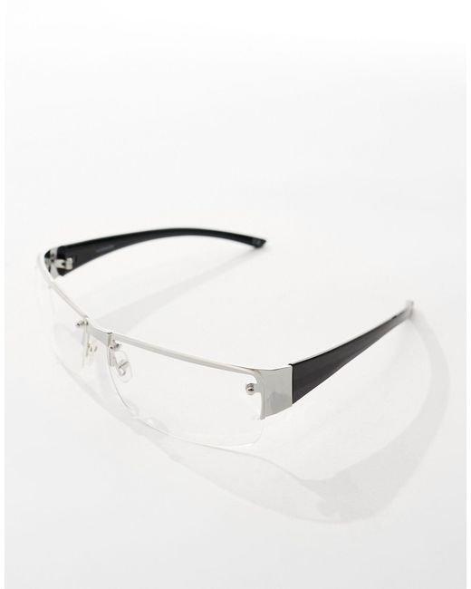ASOS – randlose sonnenbrille mit klaren gläsern in Brown für Herren